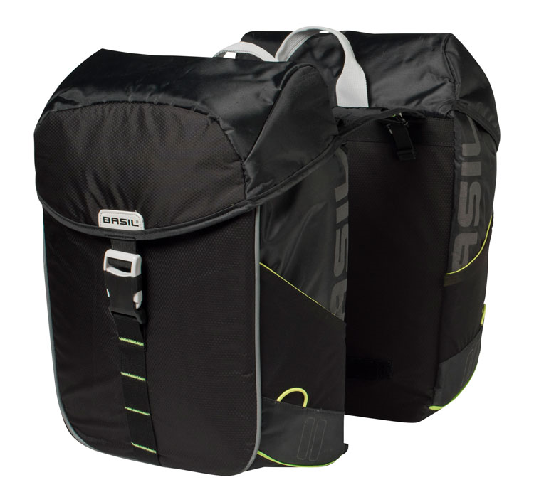 Basil fietstas dubbel Miles black lime 32L Basil fietstas dubbel Miles black lime 32L